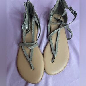 Torrid Tan Suede Strappy Sandals Women's 10 WW Y2K Style Zip Back Buckle